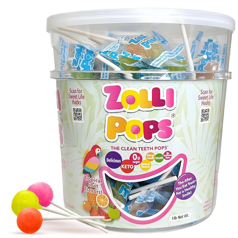 Zollipops Clean Teeth Lollipops, Tropical Flavors, 16 Ounce