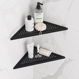 Neodrain Shower Shelf Corner Shelf Stainless Steel 304 Shower Shelf Black Built-in Shower Basket for Bathroom Kitchen Pack of 2