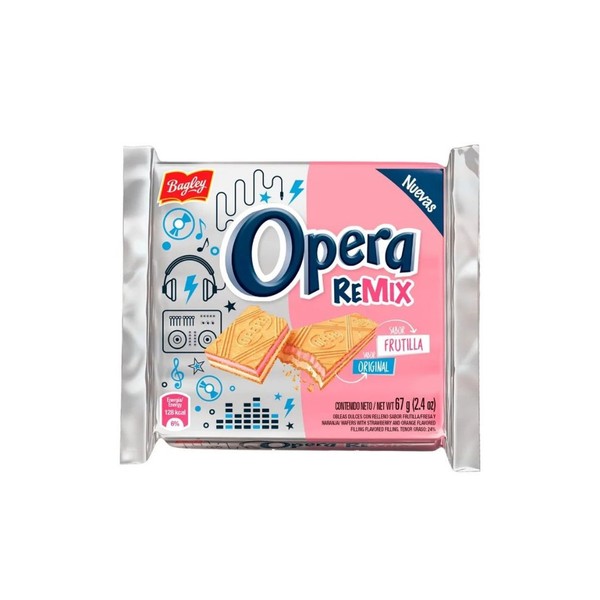 Bagley Opera Thin Sweet Strawberry Flavored Cream Wafers, 68 g / 2.4 oz (pack of 6)