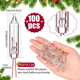 Mudder 100 Pcs Christmas Mini Replacement Light Bulbs Christmas Tree Lights Incandescent Wire String Lights Replacement Bulbs for Home Xmas Indoor/Outdoor Decorative Supplies(Warm White,3.5V*0.12A)