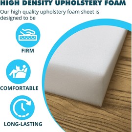 FOAMMA (1-Pack) 4" x 15" x 15", High Density Upholstery Foam, Chair Cushion Square Foam for Dining Chairs, Wheelchair Seat Cushion Replacement