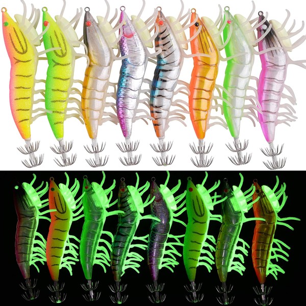 Luminous Squid Jig Hooks Shrimps Lure Saltwater Fishing Lures Octopus