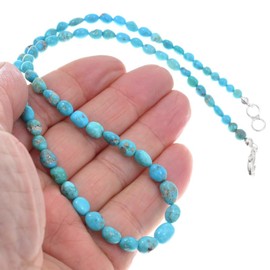 Natural Sonoran Gold Turquoise Bead Native American Necklace Beautiful Single Strand 18" Long 0049