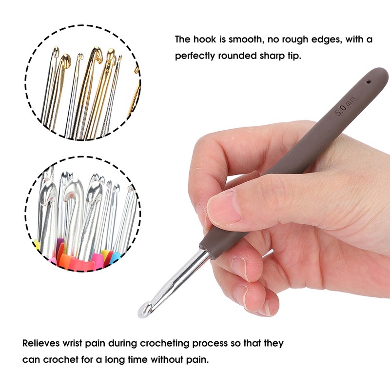 33Pcs Crochet Hook Set Aluminum Crochet Needle TPR Soft Handle