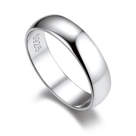 Bandmax Silver Ring for Women Size 10 Sterling Silver Band Ring Stacking Ring Minimalist Simple Plain Ring Women Men Couple Bands Wedding Band