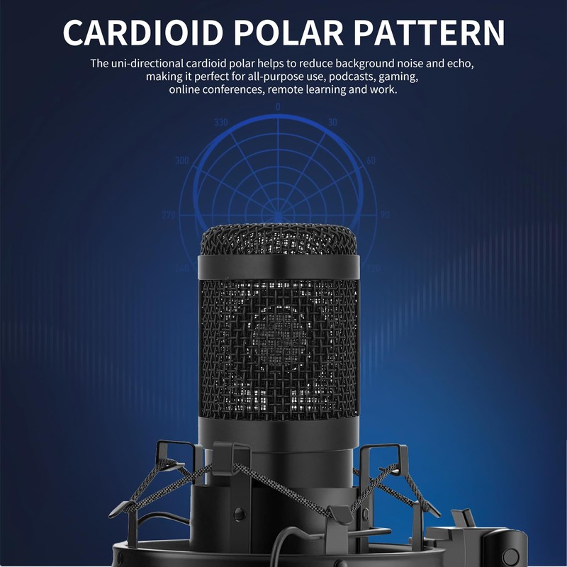 USB Condenser Microphone,Computer PC Microphone Kit with Adjustable Boom Arm