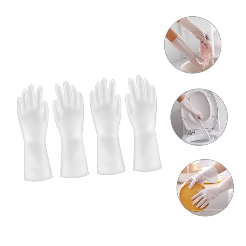 FRCOLOR 2 Pairs Reusable Kitchen Cleaning Gloves Durable Latex Dishwashing