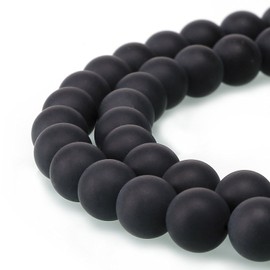 Asingeloo Gorgeous 6mm Matte Onyx Black Agate Natural Gemstone for Jewelry Making Energy Stone Healing Power Stone