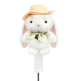 Funny Pudding White Rabbit Golf Headcover, Animals Plush Golf Club Head Covers, Small Size Fits Hybird and Irons, Large Size Fits Standard 460cc Driver Head