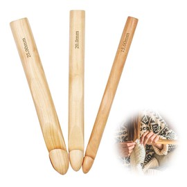 MILANQW Jumbo Solid Wooden Crochet Hooks Set of 3 3 Sizes 15/20/25mm Beginner Knitting Needles Knitting Wool Hand Knitting Tools Creative and Convenient for Knitting Mufflers, Sweaters and Blankets