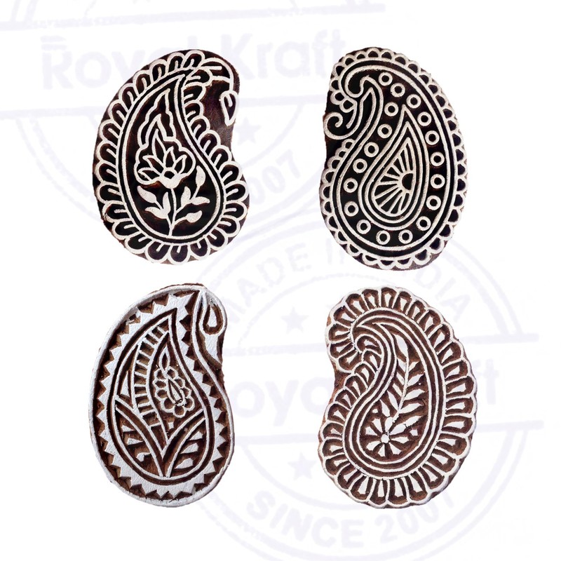 Original Wooden Blocks Retro Paisley Floral Design Printing Stamps (Set