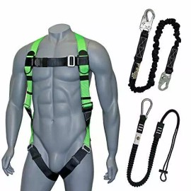AFP Fall Protection Safety Harness with Dorsal D Ring Roofing Kit Lanyard and Tool - Harness Kit