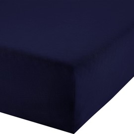 Erwin Müller Box Spring Bed Fitted Sheet Free Elastane Jersey Stretch Navy Size 120 x 200 cm - 130 x 220 cm - Stretchy, Anti-Pilling, Non-Iron, Elasticated