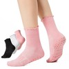 COOLMATE 3 Pairs Ruffle Pilates Socks with Grips for Women,