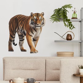 DEIKOKA Removable Tiger Wall Decal Large 3D Lifelike Tiger Wall Stickers Peel and Stick Cool Animals Wall Art Decals for Living Room Kids Bedroom Classroom Baby Nursery Decor
