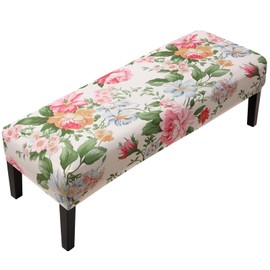 Fuloon - Funda elástica para banco de comedor, antipolvo, extraíble, lavable, protector de cojín para recámara, cocina, hotel, banquete, flor de peonía