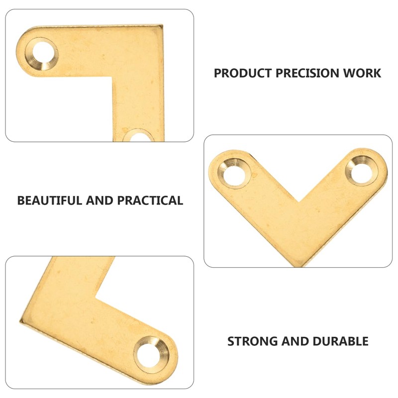 Cabilock 6Pcs Right Angle Brass Corner Code, L Shape Brackets,