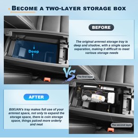 BIXUAN BIXUAN T33 kompatibel mit Nissan X-Trail T33 4 Gen 2022 2023 2024 2025 Mittelkonsole Aufbewahrungsbox mit Rutschfester Matte Ablagefach Zubeh?r Armlehne Organizer Tray Mittelarmlehne Handschuhfach