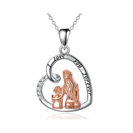 KBRPEY Mother and Daughter Necklace Mum Necklace Gifts for Mum Heart Pendant Necklace Original Design Meaningful Jewellery Gifts for Mother Daughter, Metal, Zircon