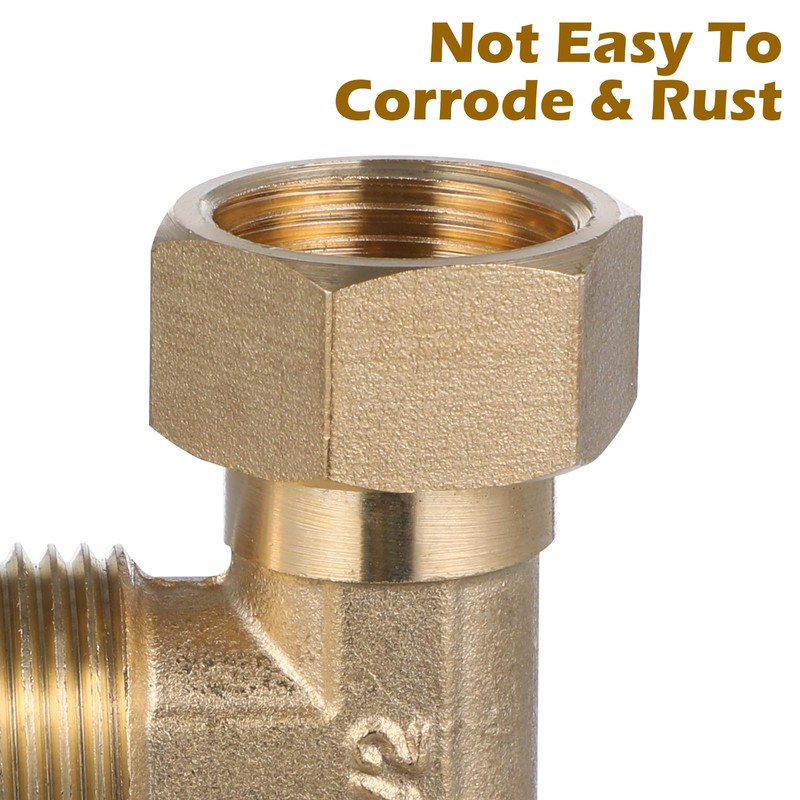 VILLCASE Forged Brass 90 Degree Elbow Tee Connector 1/2 Inch