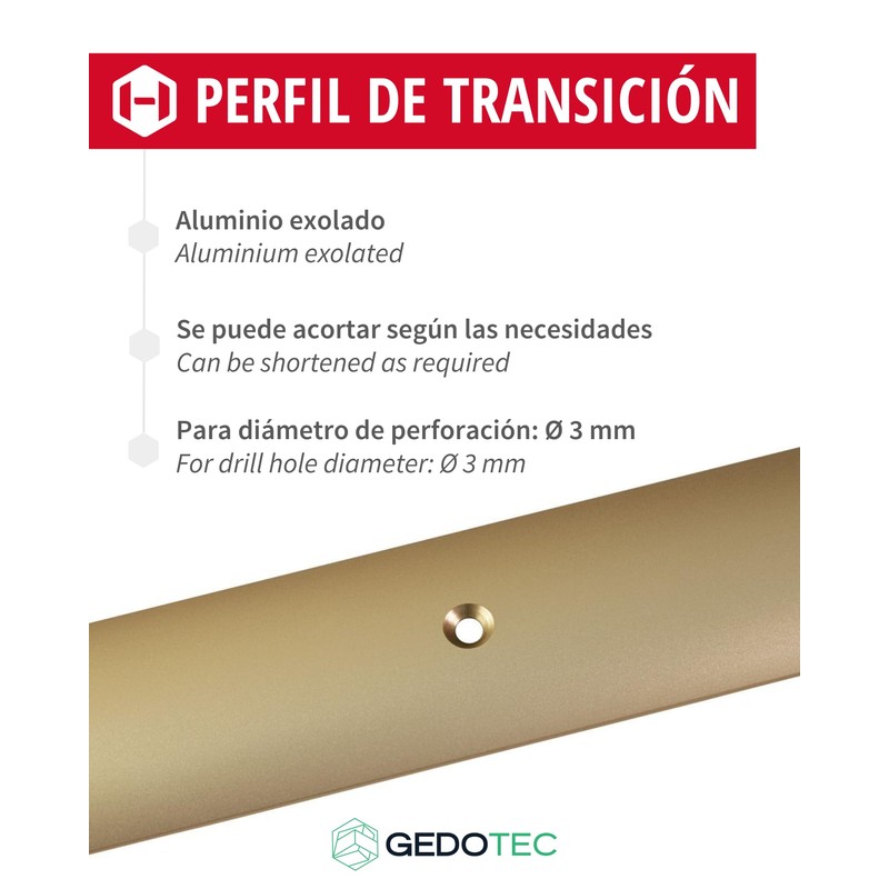 Gedotec transition profile curved., 50 x 2000 mm