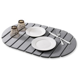 Large Stone Dish Drying Mat 23.5"x15.5" - Collapsible Diatomaceous Earth Counter Mat | Super Absorbent Fast Drying | Kitchen Dishes Bottles Cup Multi-Use | Food Safe & Non-Slip (Gray)