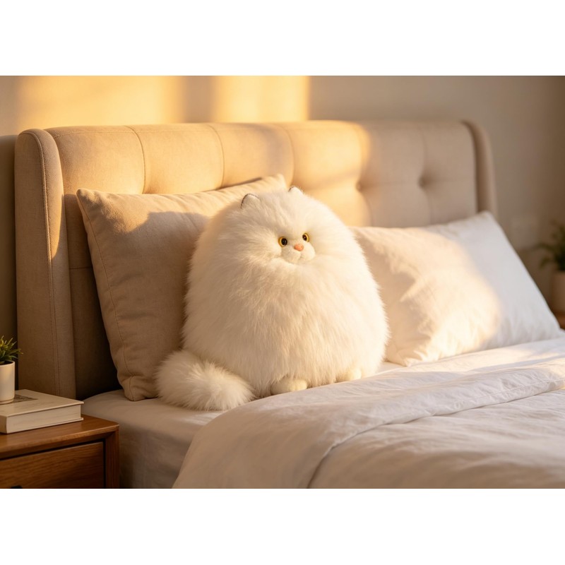 White Cat Stuffed Animals Pillow Cute Decorative Pillows for Bed