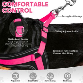 Dog Harness,Dog Lighted Harness,No Escape Dog Harness with Durable Buckle,No Chocking,Adjustable Reflective Breathable Harness with Double Traction D-Ring-Glow Red