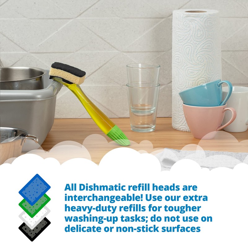 Dishmatic Black Extra Heavy-Duty Washing-Up Sponge Refill Heads with Antibacterial