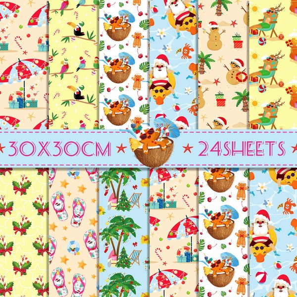 24 Sheets Christmas In July Pattern Paper 11.8'' x 11.8''