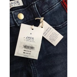 Janie and Jack Girls Size 5 Blue Jeans Red Side Stripe Crop Raw Hem Toddler New!