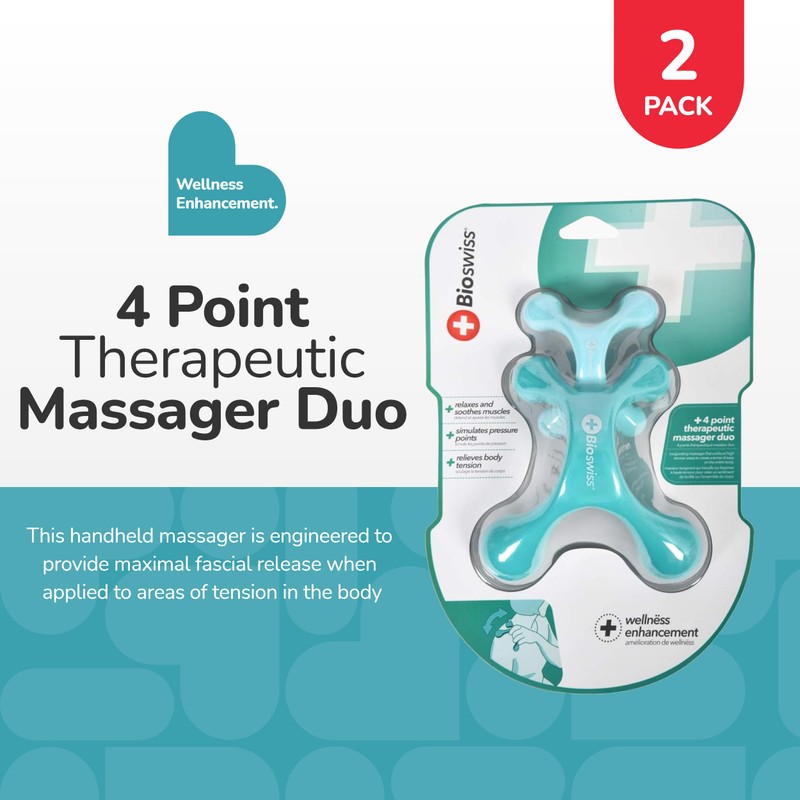 BioSwiss 2-Pack Handheld Full Body Massager, 4-Leg Pressure Point Tool