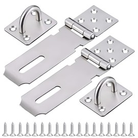 Pack of 2 Security Hasp Lock Lockable Padlock Hasp Door Lock Security Device Metal Hasp Lock for Padlocks Silver