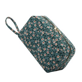 Jiliyote Toiletry Bag Women's Corduroy Toiletry Bag Travel Cosmetic Bag Women's Corduroy Makeup Bag Women's Wash Bag Cord Cosmetic Bag for Girls Travel Women, Green Flowers, Cosmetic bag