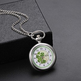 Lancardo Women's Pocket Watch Analogue Quartz Watches with Necklace Chain Elegant Silver Pocket Watch, silver