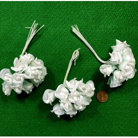Unbranded Small White Faux Silk Rose Buds - Vintage