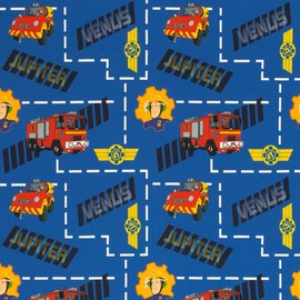 Swafing Fireman Sam Cotton Jersey Fabric for Children Coupon (Blue, 0.5 m)