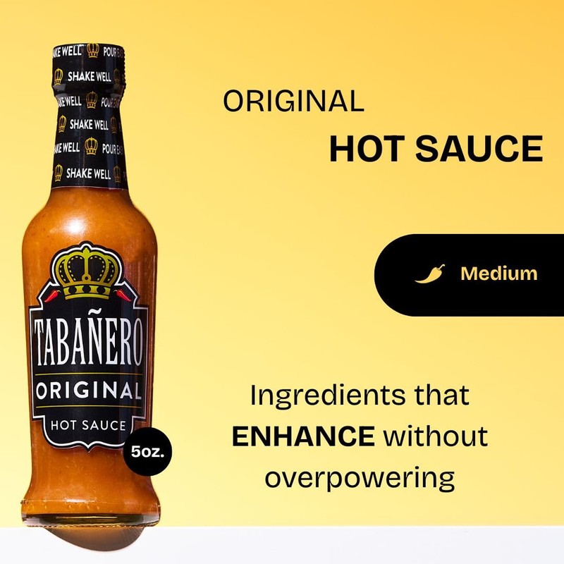 Tabañero Original Hot Sauce, 5 oz Small Glass Bottle, Gourmet