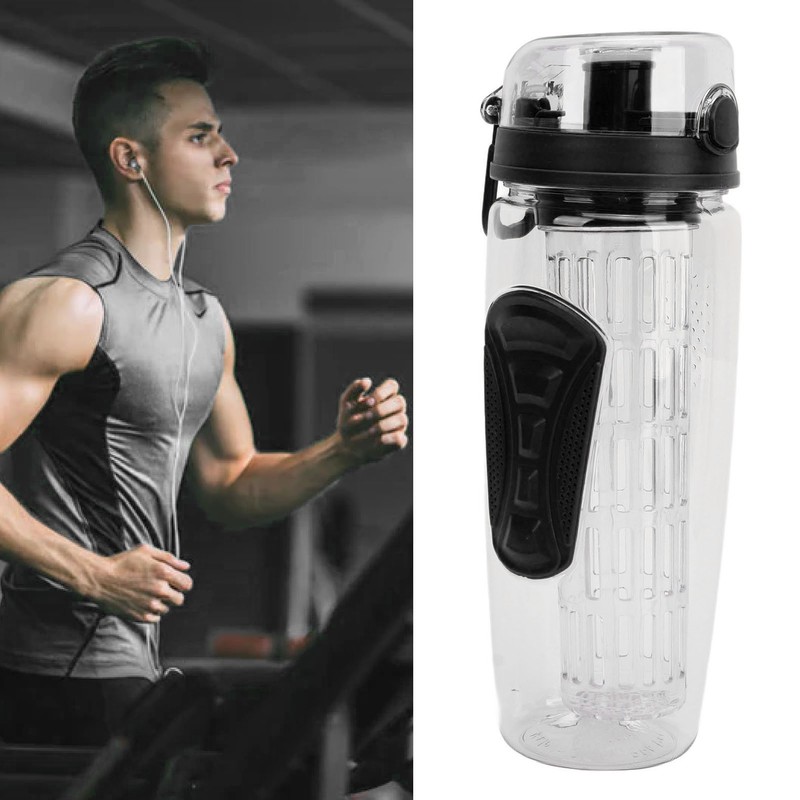 Fruit Infuser Water Bottle Anti Slip Grip Flip Top Lid