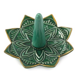 Ceramic Ring Holder for Jewelry,Green Mandala Ring Dish Jewelry Dish Jewelry Holder,Room Decor,Engagement Wedding Birthday Gifts for Couples Women Girls