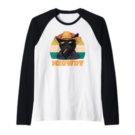 Retro Vintage Meowdy Partner Cowboy Cat Vintage Raglan Baseball Tee