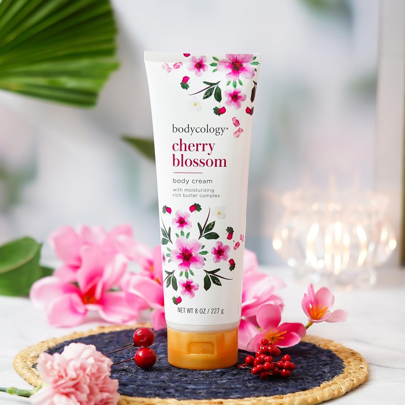 Bodycology Cherry Blossom Moisturizing Body Cream for Women, 8 Ounce