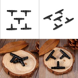Yosoo 100pcs Irrigation Barb Hose T-shaped Hose Barb Fitting Irrigation Pipe Barb Water Hose Connector 4/7mm Hose Fit Brass Gold Tone Black 35mm Length 20mm Height