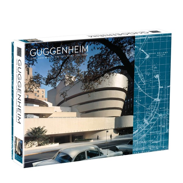 Galison Frank Lloyd Wright Guggenheim Two-Sided Jigsaw Puzzle, 500 Pieces, 24”x18” – Guggenheim Museum and Museum Blueprint – Challenging Family Fun – Fun Indoor Activity, Multicolor