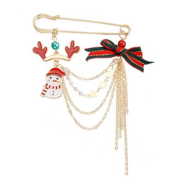 Vintage Safety Pins Brooch for Clothes Layered Chain Tassel Brooch Pins Stylish Dress Decorative Pins for Lapel Suit, Sweater, Hat, Scarf, Shawl Cute Y2k Grunge Punk Paper Clips Pins for Women Men (Christmas)