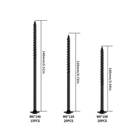 55 Pcs M6 Wood Screws Assortment, Decking Screws, Torx Screws Set, Torx Drive Wafer Head Cabinet Screws, Washer Head Screws, Self Tapping Screws for Furniture Terrace Screws, 6 x 100mm/120mm/140mm