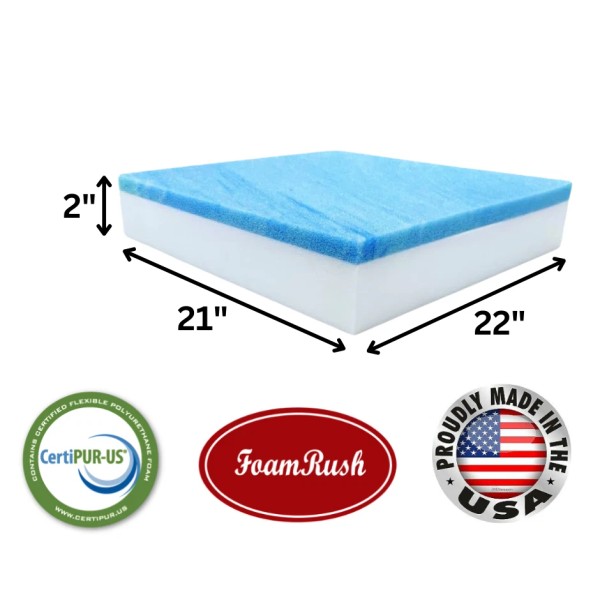FoamRush 21" x 22" Cool Gel Memory Foam Upholstery Seat