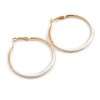 50mm Diameter/Gold Tone with White Enamel Hoop Earrings/Large Size