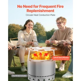 VEVOR Fire Pit Heat Deflector for Solo Stove Yukon, 27 inch Bonfire Heat Warden Round for Wood Burning Fire Pit, 304 Stainless Steel Heat Diffuser, Detachable Burner Cover Camping Accessories