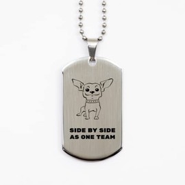 Chihuahua, Pet ID Tag, Guide Dogs, New Puppy, Blind Dog, Design for Dog Mom, Dog Dad, Pet Loss, Dog Memorial | Silver Dog Tag, Highly Resistant to Rust, Corrosion and Tarnishing | Side by Side As One